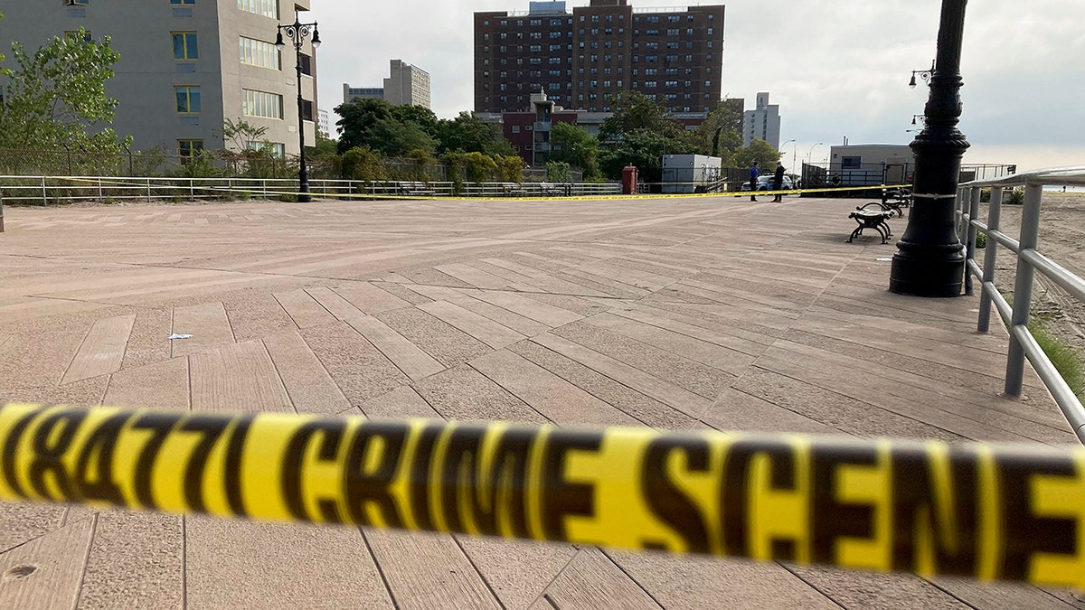 coney island crime tape by boardwalk