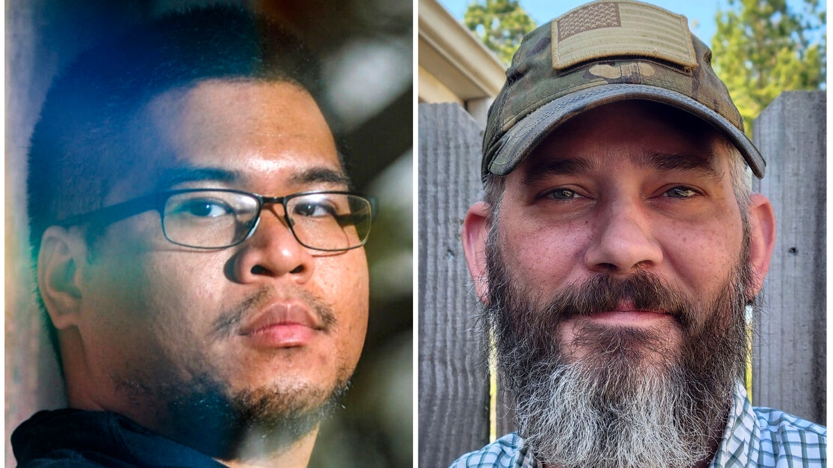 This combination file photo shows U.S. military veterans Andy Huynh, left, and Alexander Drueke