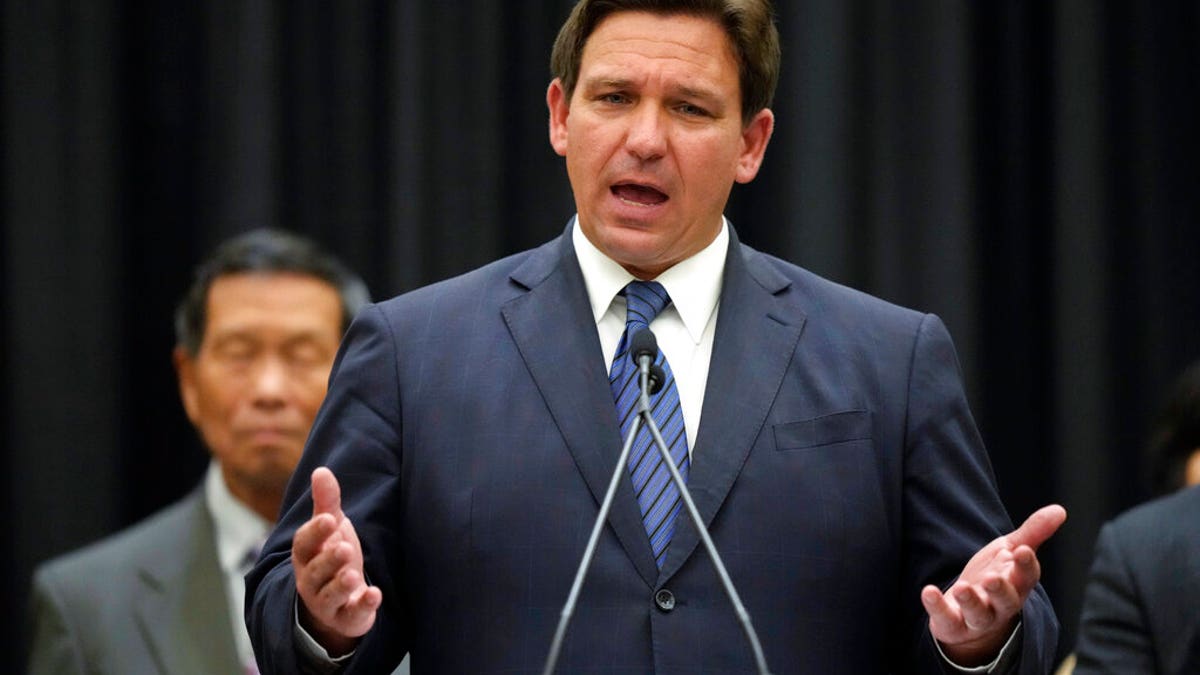 Florida Gov. Ron DeSantis speaks during a press conference