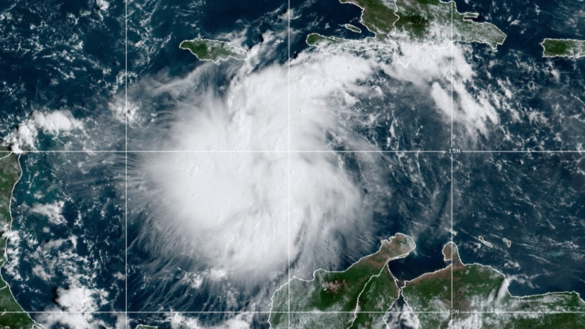 A satellite photo of Tropical Storm Ian