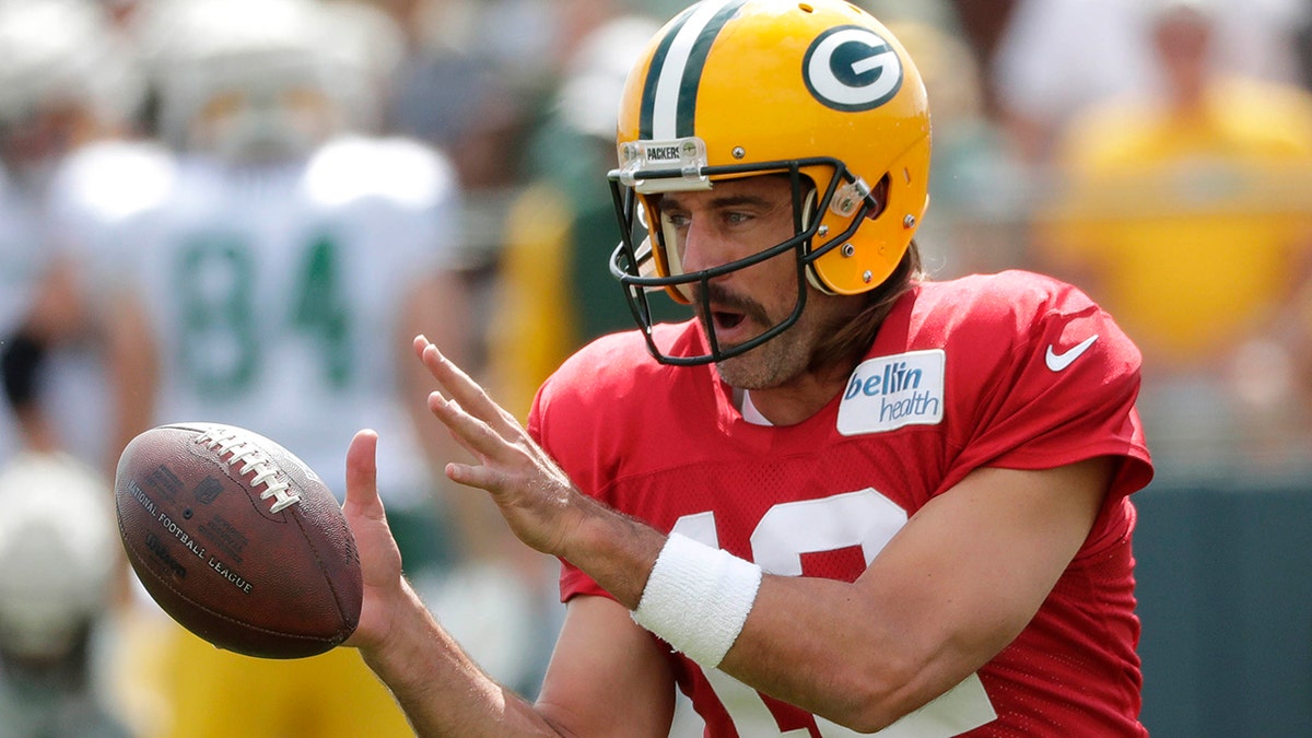 Aaron Rodgers at Packers training camp in 2022