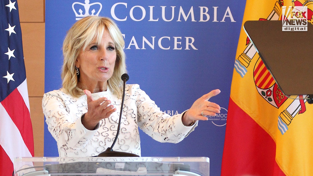 Jill Biden speaking at Columbia Medical Center School