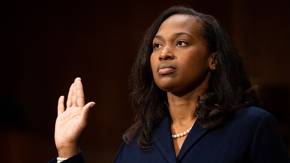 Tamika Montgomery-Reeves is sworn in. She is Biden nominee to be United States Circuit Judge for the Third Circuit