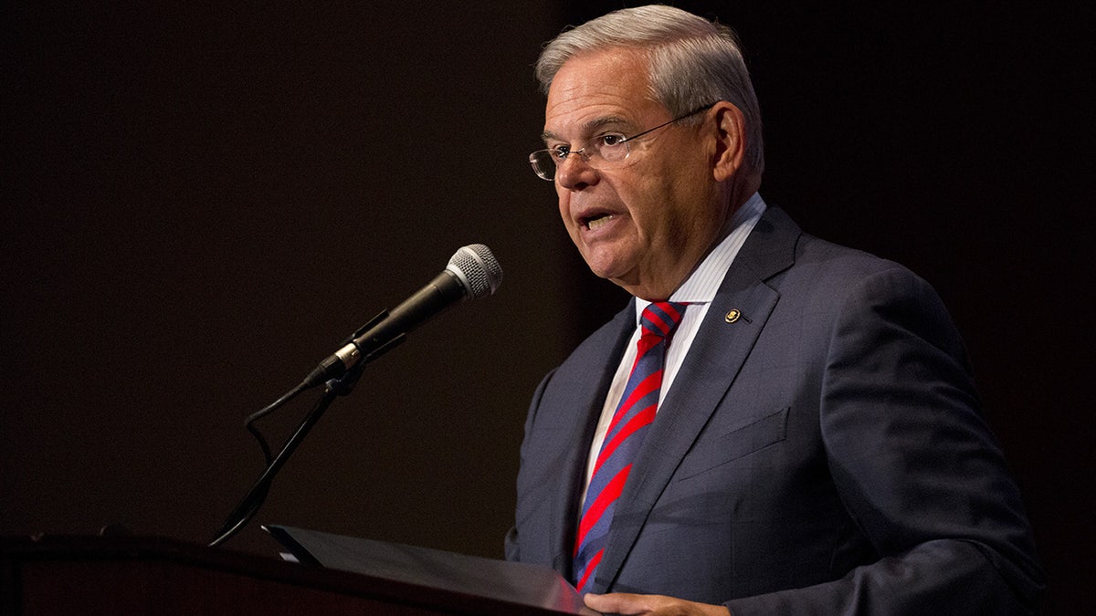 Bob Menendez delivering remarks