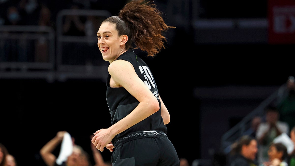 Breanna Stewart runs down the court