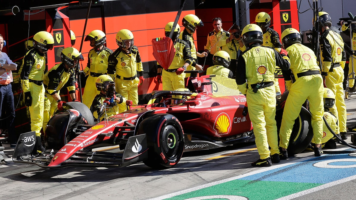 Charles Leclerc in the pits