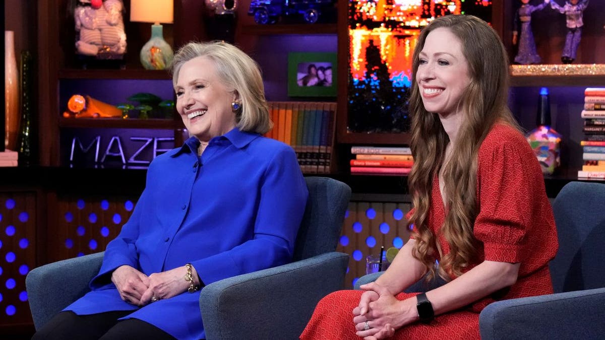 Chelsea and Hillary Clinton sitting next to each other during TV interview