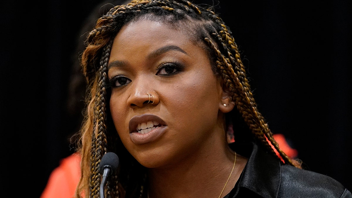 Cherelle Griner speaks at a news conference