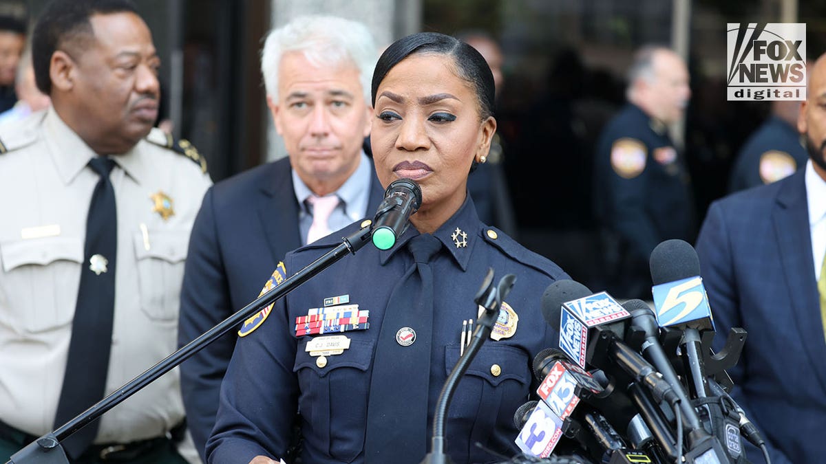 Memphis police chief CJ Davis giving a speech