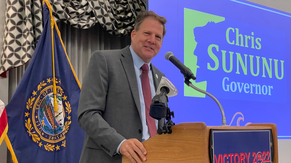 Gov. Chris Sununu speaks at a GOP unity breakfast on Sept. 15, 2022, in Concord, New Hampshire.