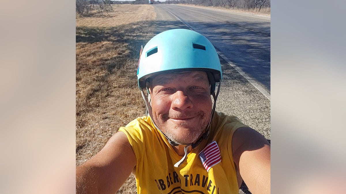Bob Barnes wearing a bike helmet