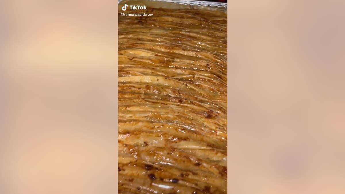 Crinkle cake when done baking should appear golden brown