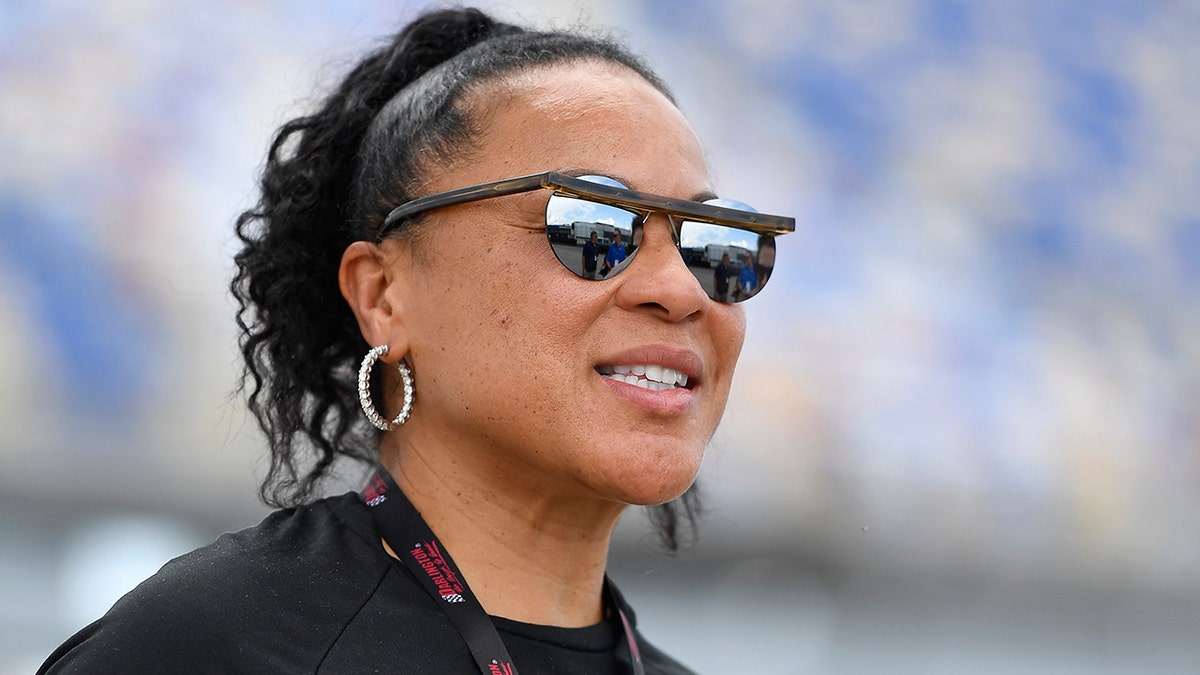 Dawn Staley ahead of a NASCAR race