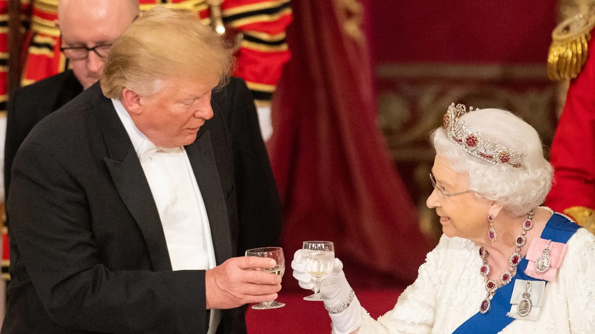 Queen Elizabeth II and Donald Trump toast