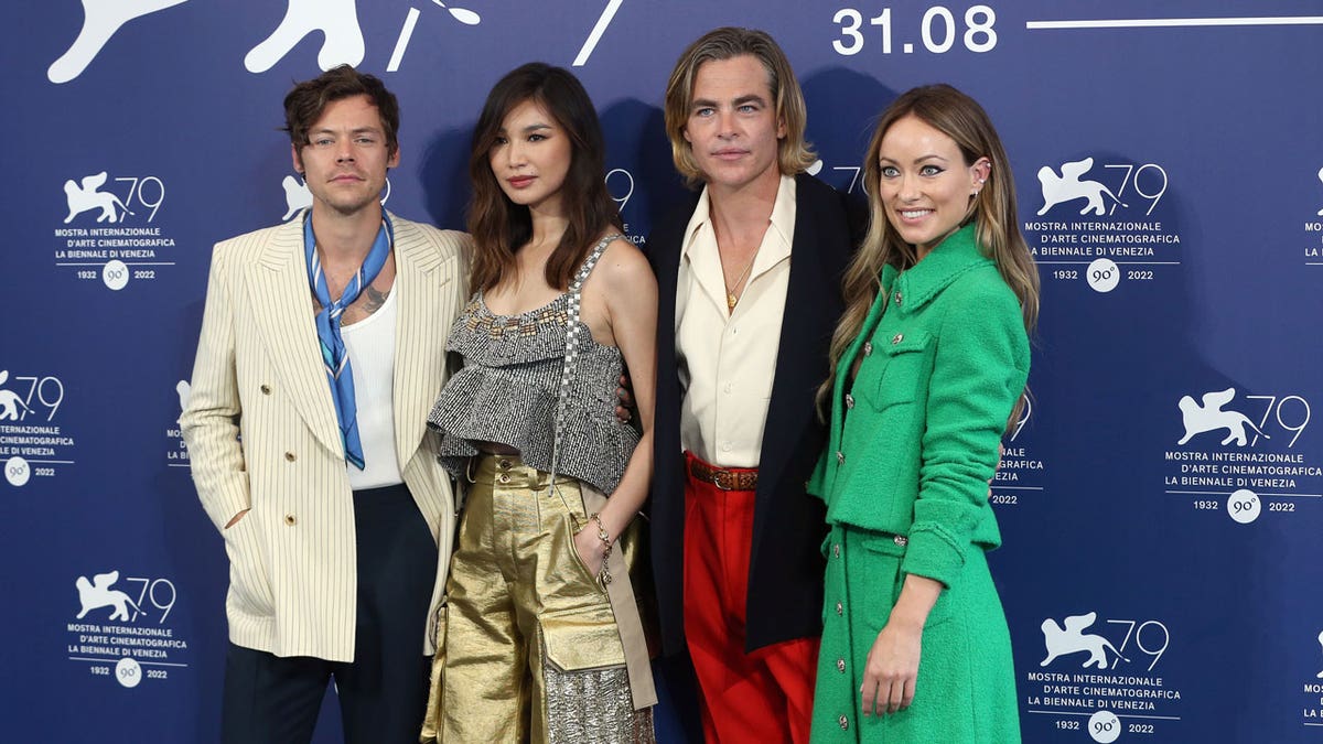 Harry Styles, Gemma Chan, Chris Pine and director Olivia Wilde at Venice