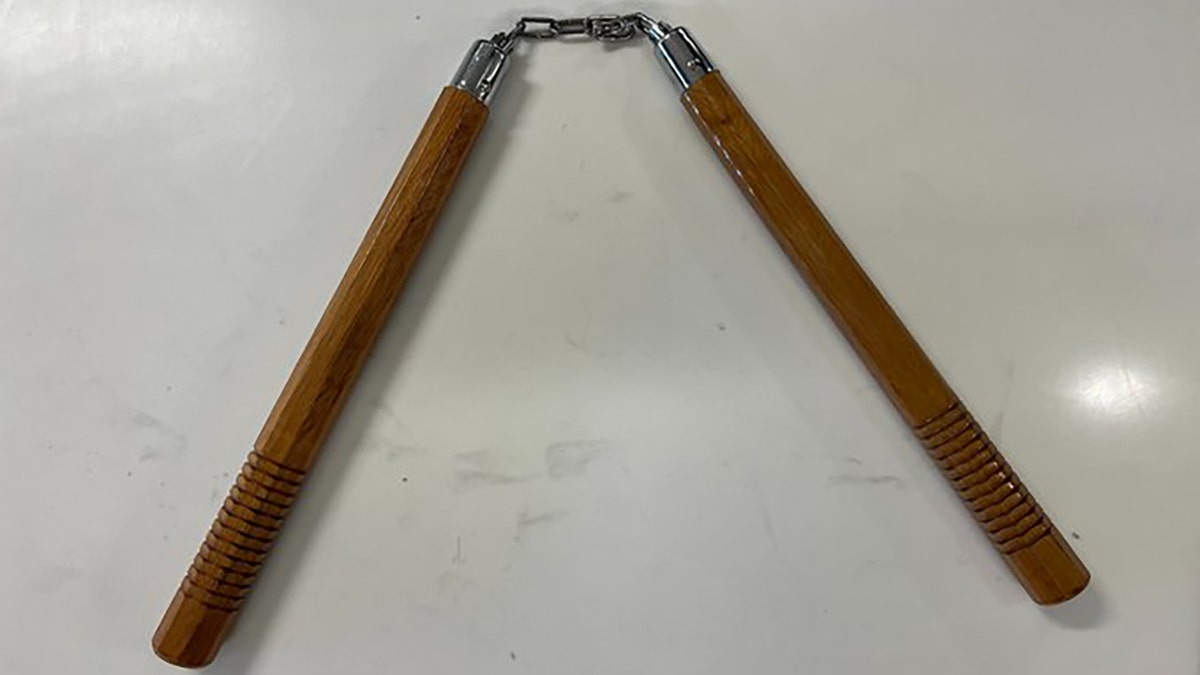 A pair of nunchucks