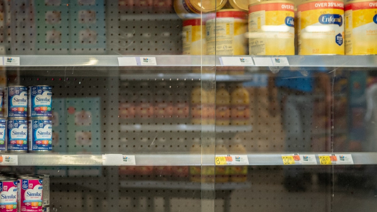 Empty shelves of baby formula