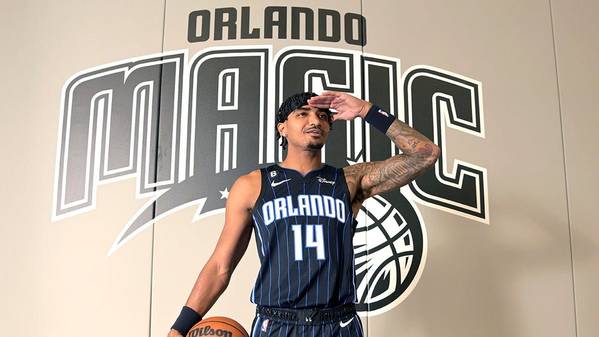 Gary Harris poses for a photograph during media day