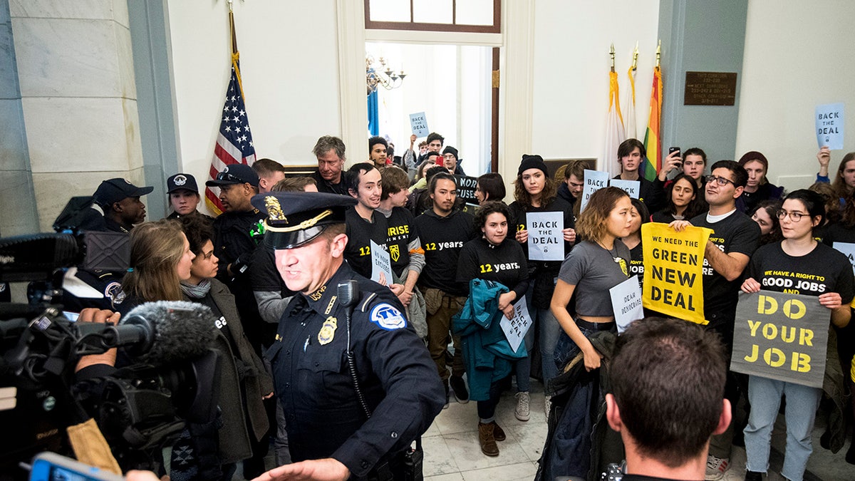 Nancy Pelosi office protest Sunrise Movement