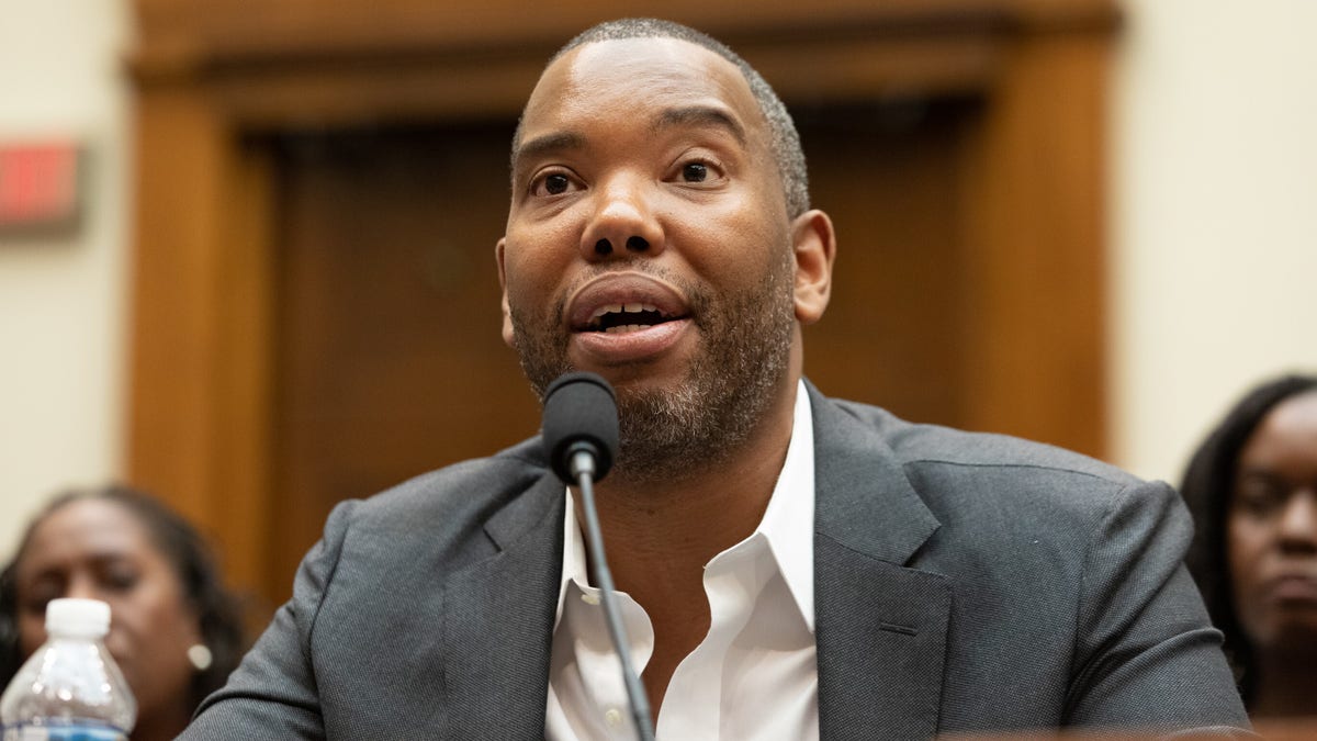 Writer and journalist Ta-Nehisi Coates, testifies about reparations for the descendants of slaves during a hearing before the House Judiciary Subcommittee on the Constitution, Civil Rights and Civil Liberties, on Capitol Hill in Washington, D.C. on Wednesday June 19, 2019. (Photo by Cheriss May/NurPhoto via Getty Images)