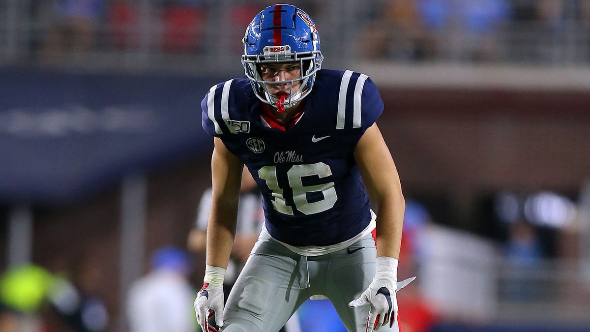 Luke Knox of the Mississippi Rebels during a 2019 game