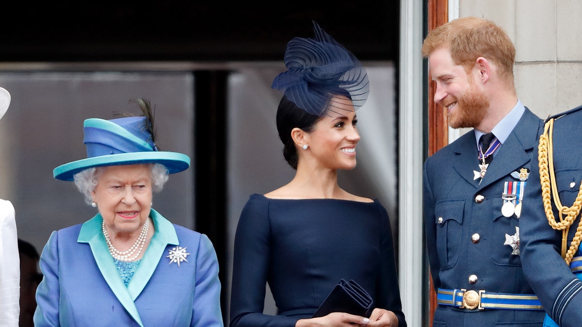 Queen Elizabeth II with the Duke and Duchess of Sussex