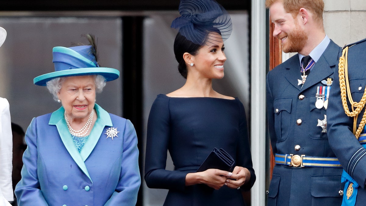 Queen Elizabeth II with the Duke and Duchess of Sussex