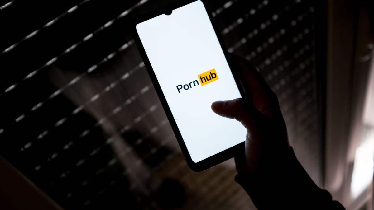 Pornhub logo on smartphone screen