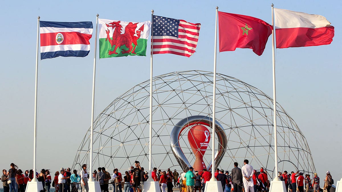 General view of flags in Qatar ahead the 2022 World Cup