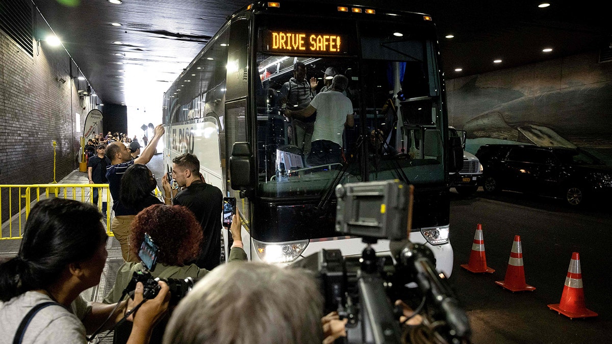 A bus carrying migrants from Texas to New York