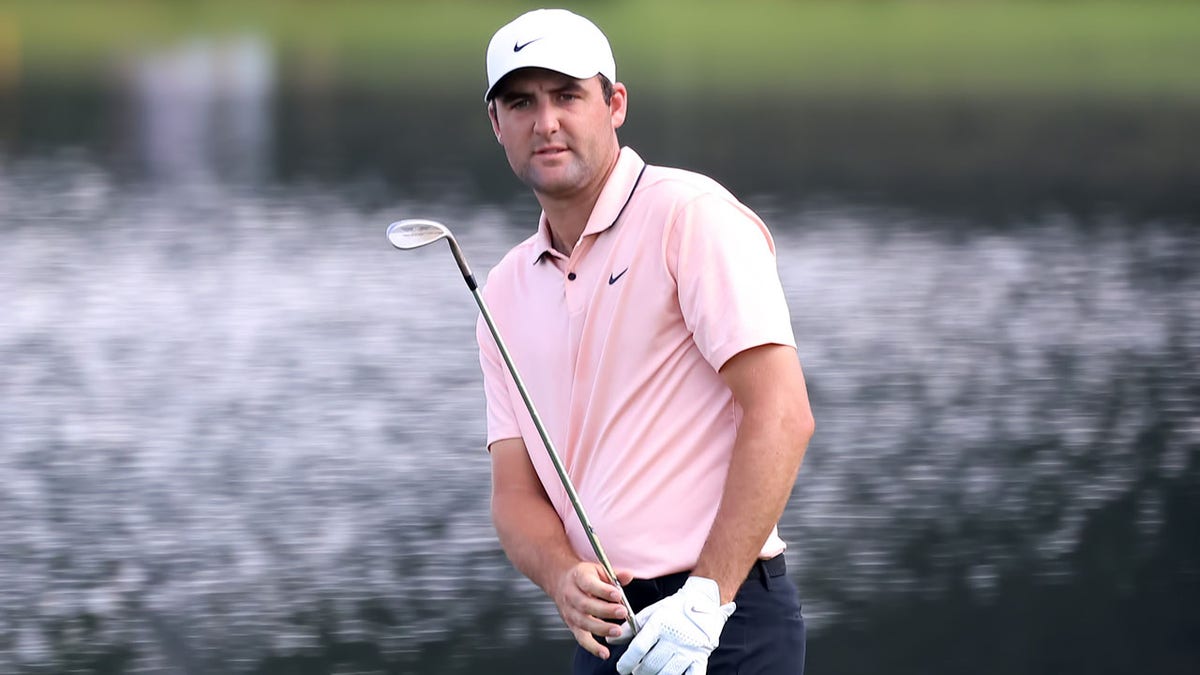 Scottie Scheffler looks at a shot during the PGA Tour Championship