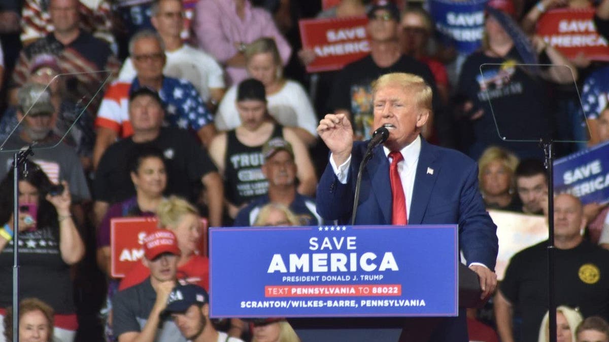 Former President Donald Trump speaks a Pennsylvania rally