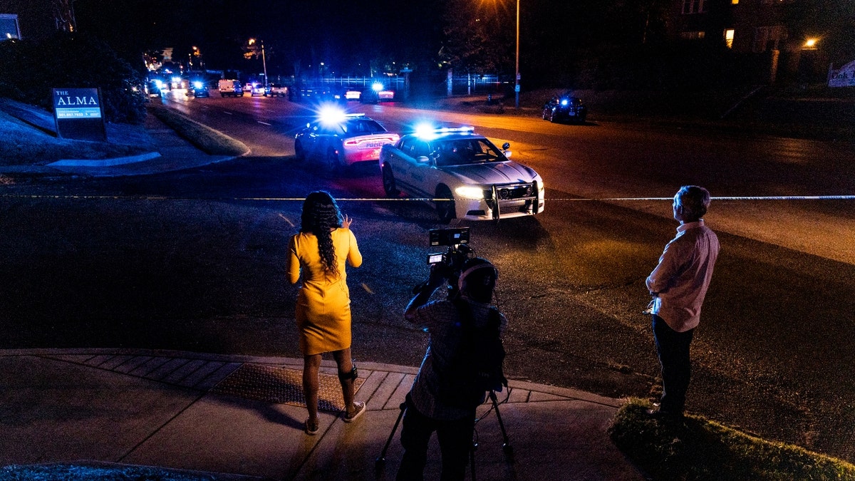 News crews at the scene of a Memphis shooting spree on Sept. 7