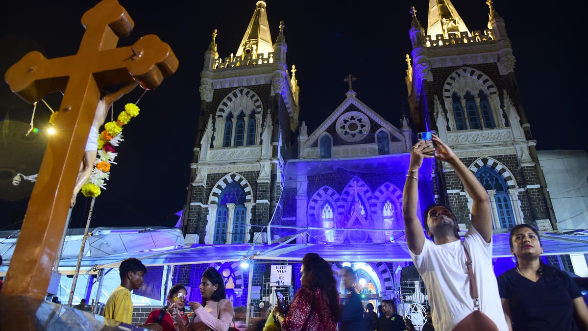 Christians gather for Catholic Mass in Mumbai.