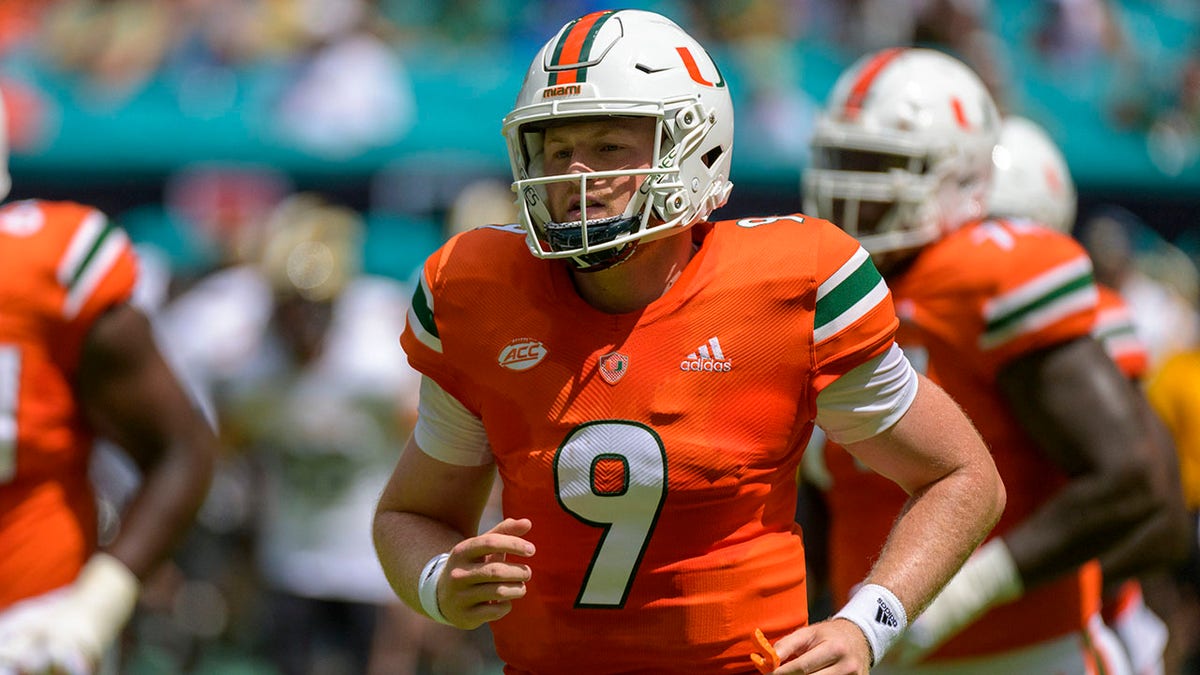 Miami quarterback Tyler Van Dyke before playing Southern Miss