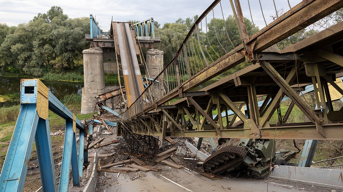 A photo of a destroyed bridge