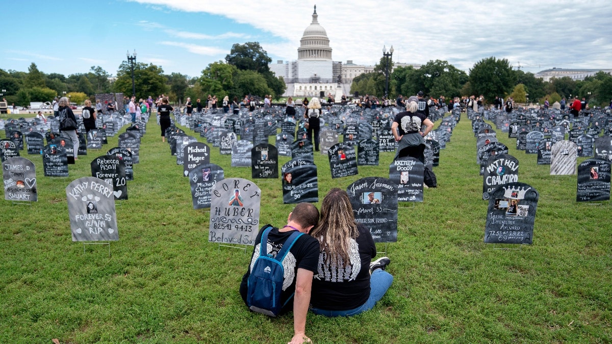 Imitation graves staged at the U.S. Capitol