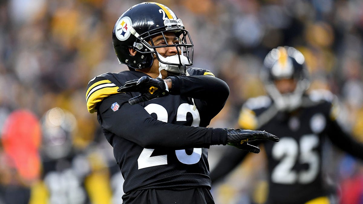 Joe Haden celebrates after getting a stop