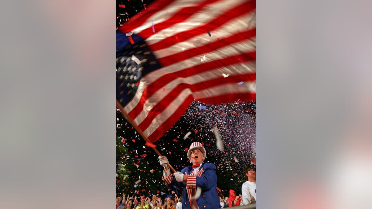 Uncle Sam waving American flag