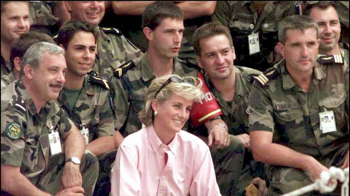 Princess Diana with French soldiers