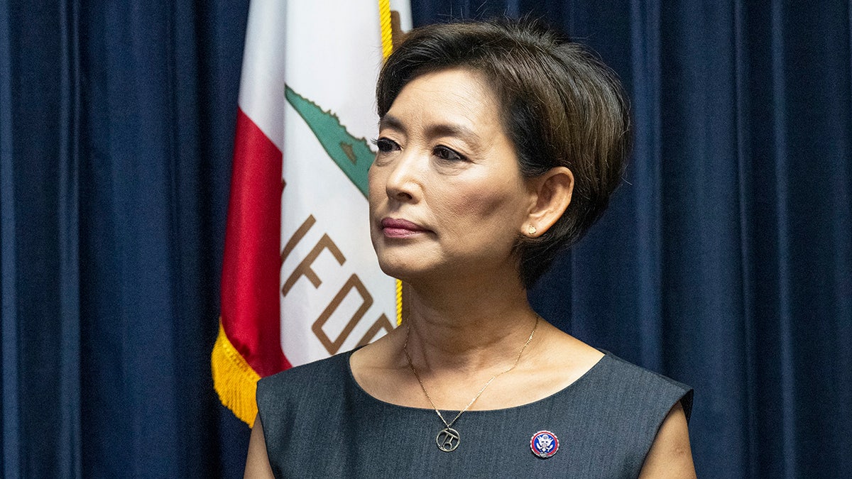 Rep. Young Kim, R-Calif., listens during a press conference to discuss possible federal funding for the Orange County Intelligence Assessment Center in Santa Ana, California, Wednesday, August 31, 2022.