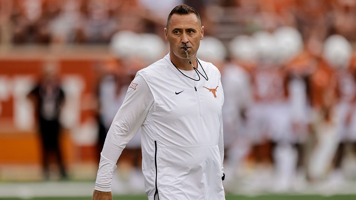 Head coach Steve Sarkisian of the Texas Longhorns watches players warm up before the game against the Louisiana Monroe Warhawks at Darrell K Royal-Texas Memorial Stadium on Sept. 3, 2022 in Austin, Texas. (Photo by Tim Warner/Getty Images)