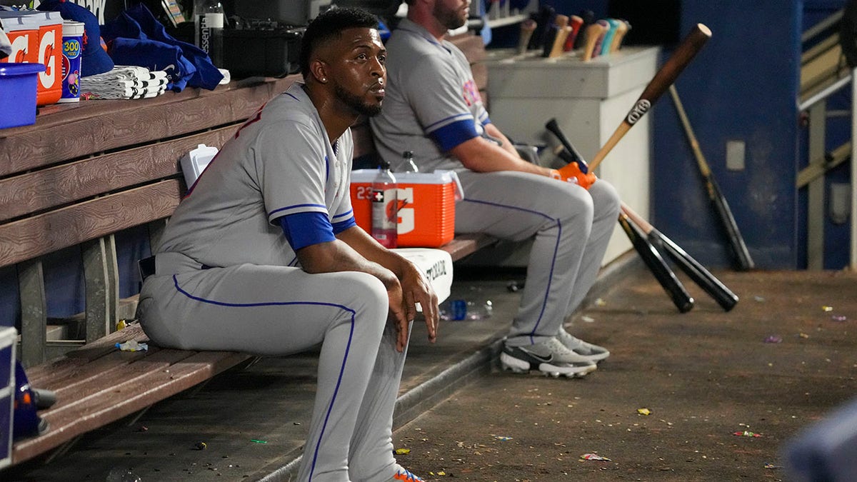Joely Rodriguez of the Mets sits in the dugout