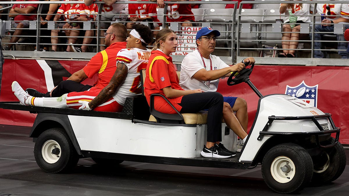 Trent McDuffie carted off the field