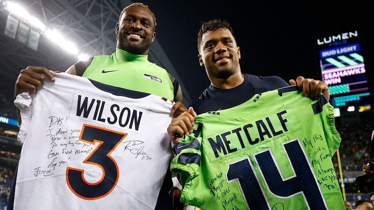 Russell Wilson and DK Metcalf after Monday Night Football