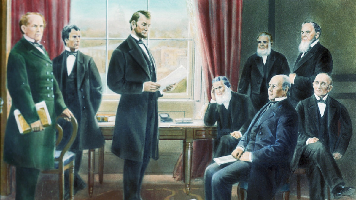 Abraham Lincoln reading proclamation