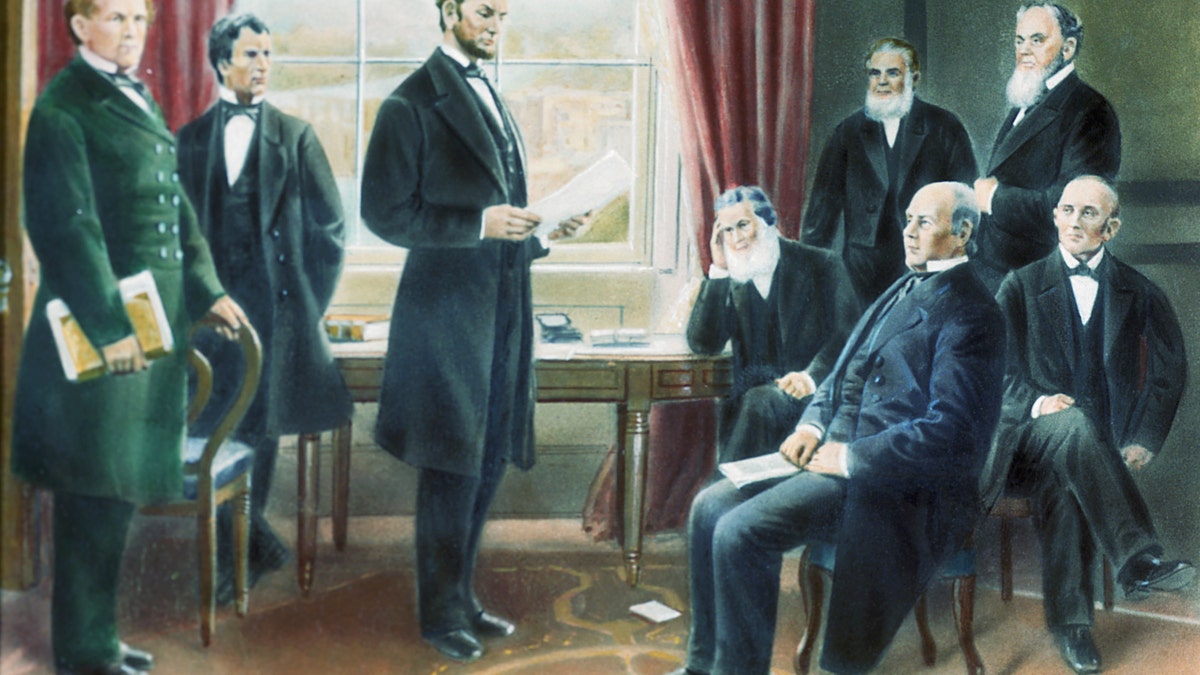 Abraham Lincoln reading proclamation