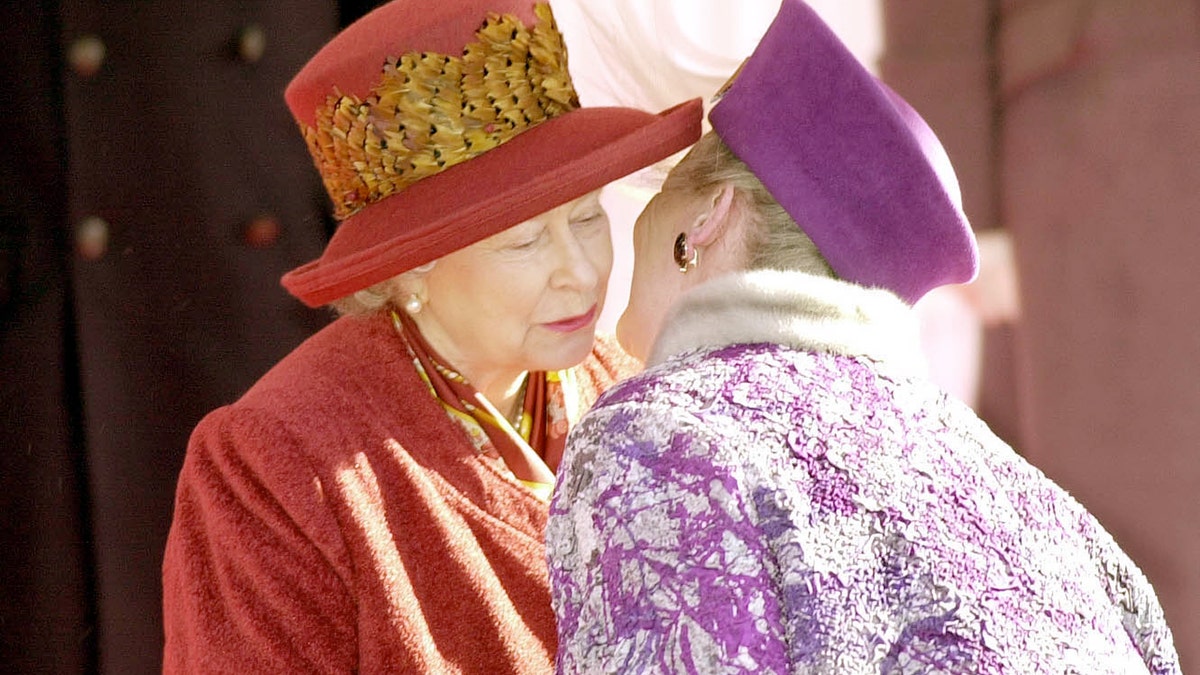 Queen Elizabeth II greets Danish Queen Margrethe of Denmark