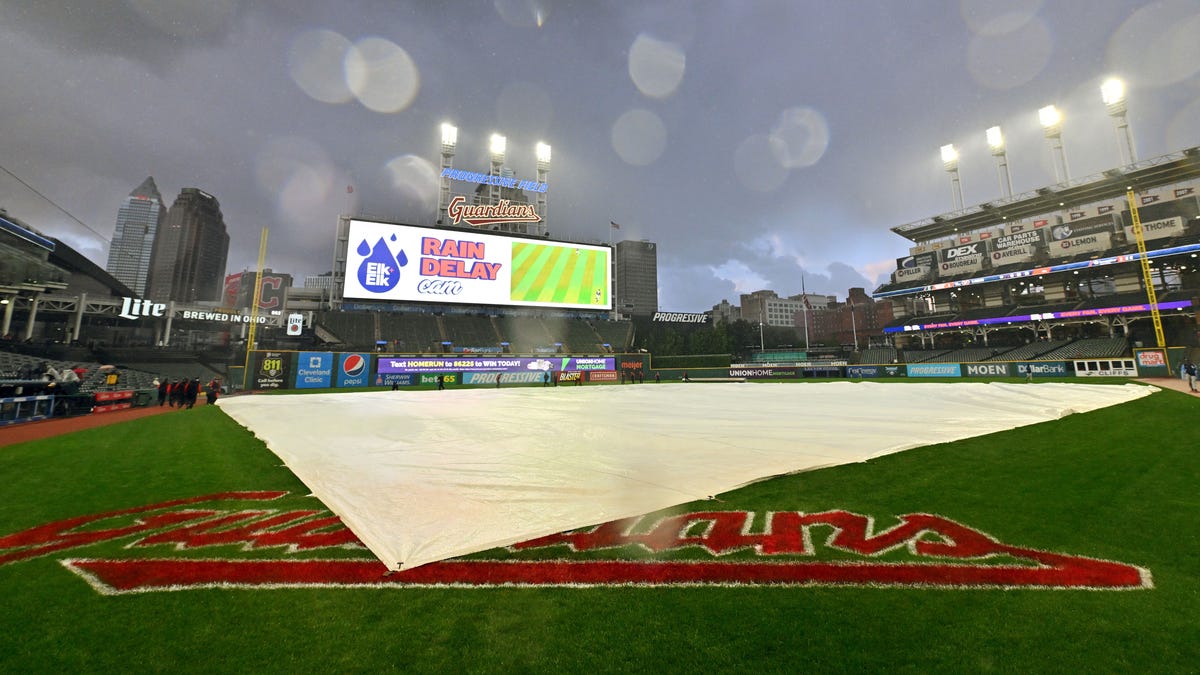 Progressive Field raining