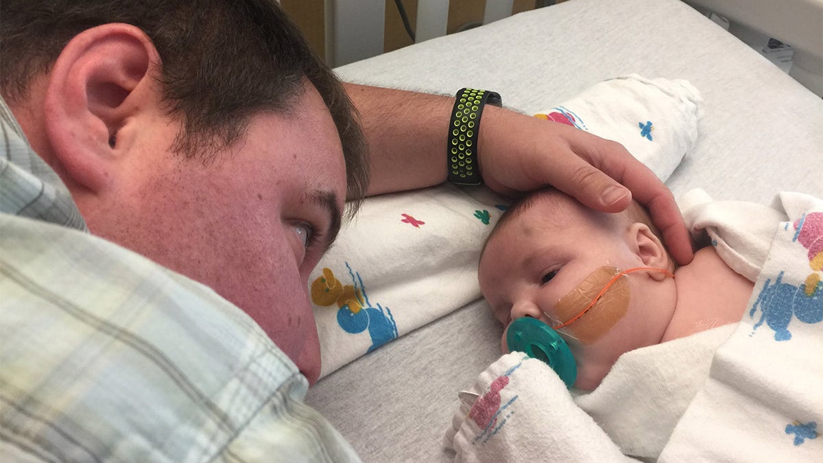 Brad Waler and Maverick in the hospital